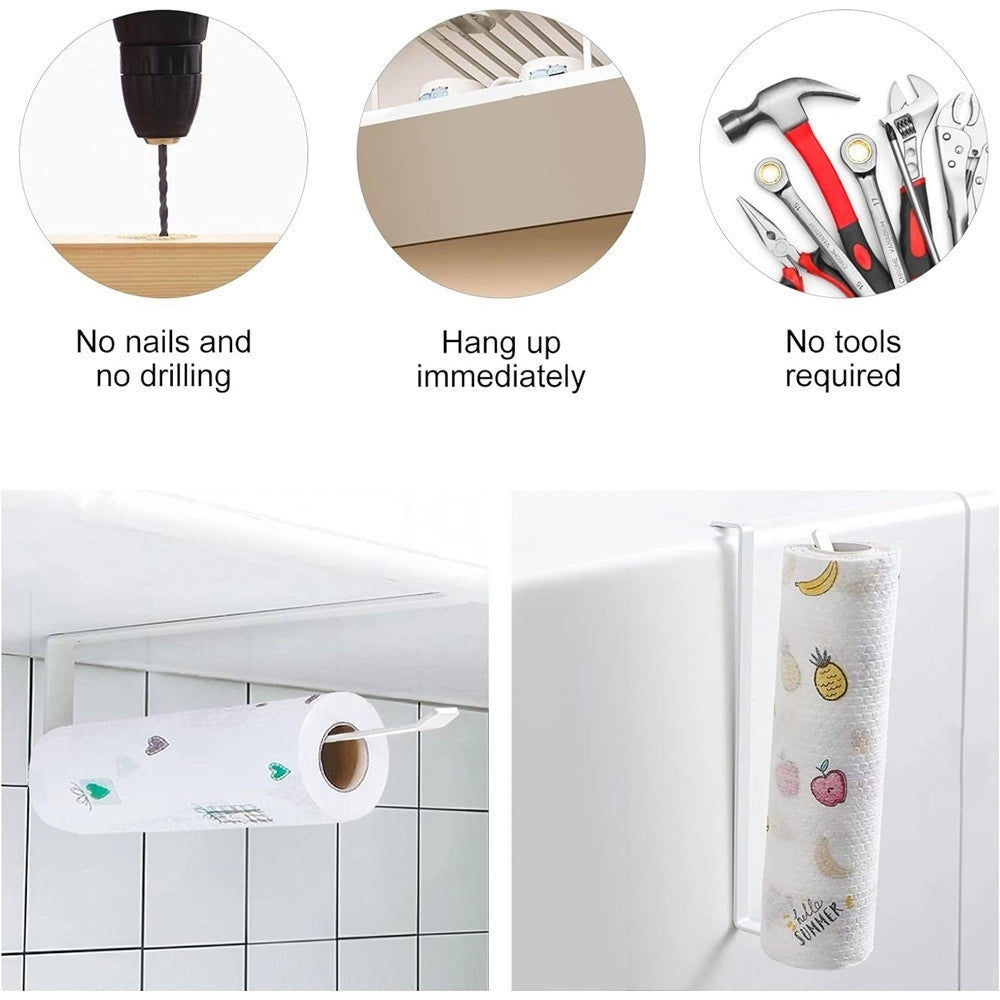 Trade Shop - Portarotolo 27cm Sottopensile Senza Forare Per Cucina Bagno Porta Asciugamano -