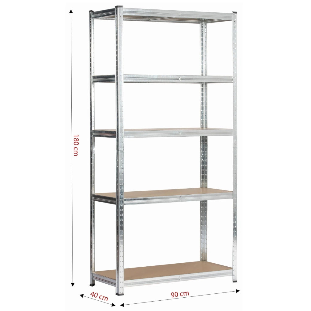 AKORD Scaffale garage in metallo  acciaio zincato 5 ripiani in colore legno per carichi fino a 875kg 90x40x180 cm