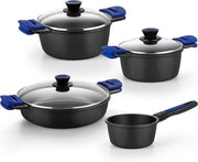 Pannenset Avanzato - Adatto per Induzione - 5 Pezzi - Nero - Acciaio Inox