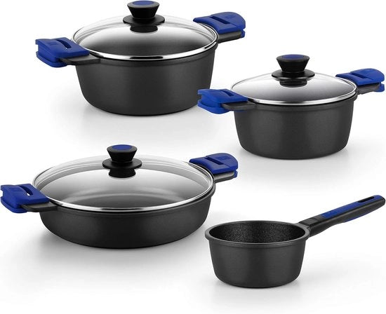 Pannenset Avanzato - Adatto per Induzione - 5 Pezzi - Nero - Acciaio Inox