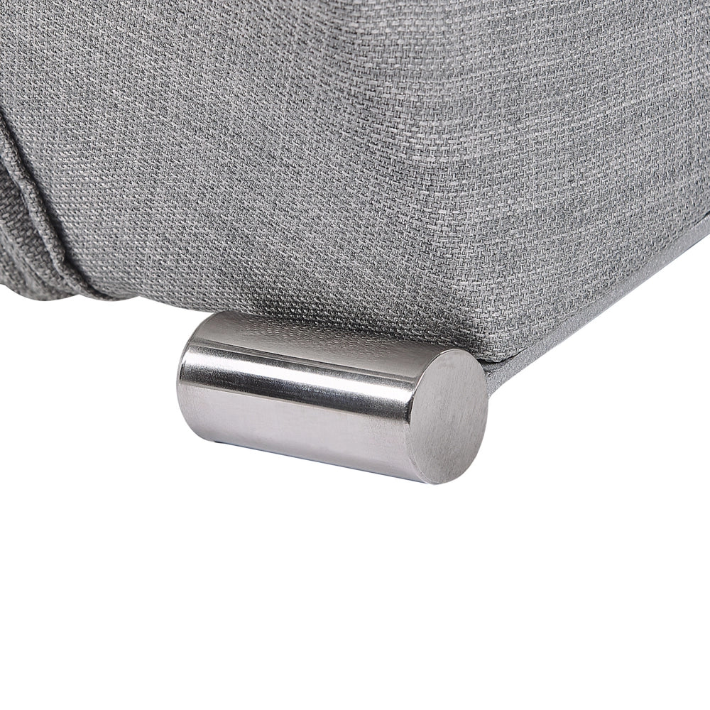 Letto in tessuto grigio 160 x 200 cm telaio ad arco con base a doghe testiera capitonné