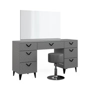 Vicco Tavolo da toeletta Grigio 150 cm con sgabello