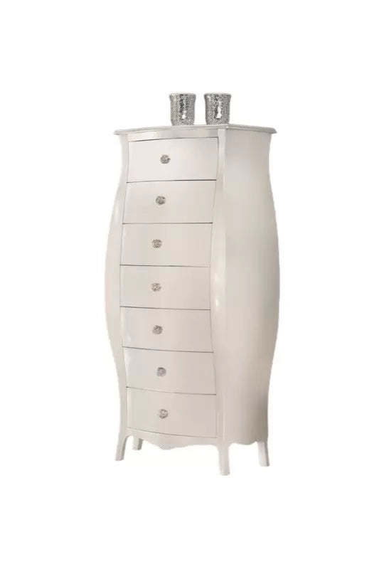 Cassettiera classica bombata legno bianco 74x37x142 - Mobili 2G