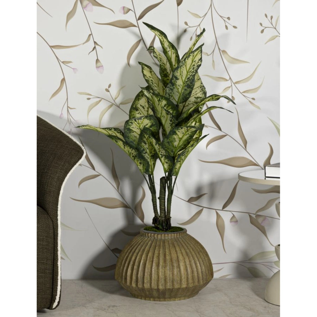 Vaso Decorativo VKH821, Verde, Poliresina, 40x40x26,5 cm