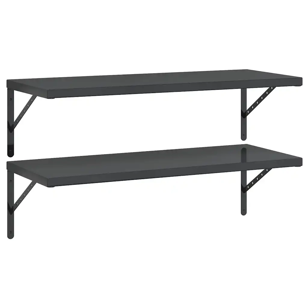 Mensole a Muro 2 pz 100x40 cm Nero in Acciaio Inossidabile 3214511