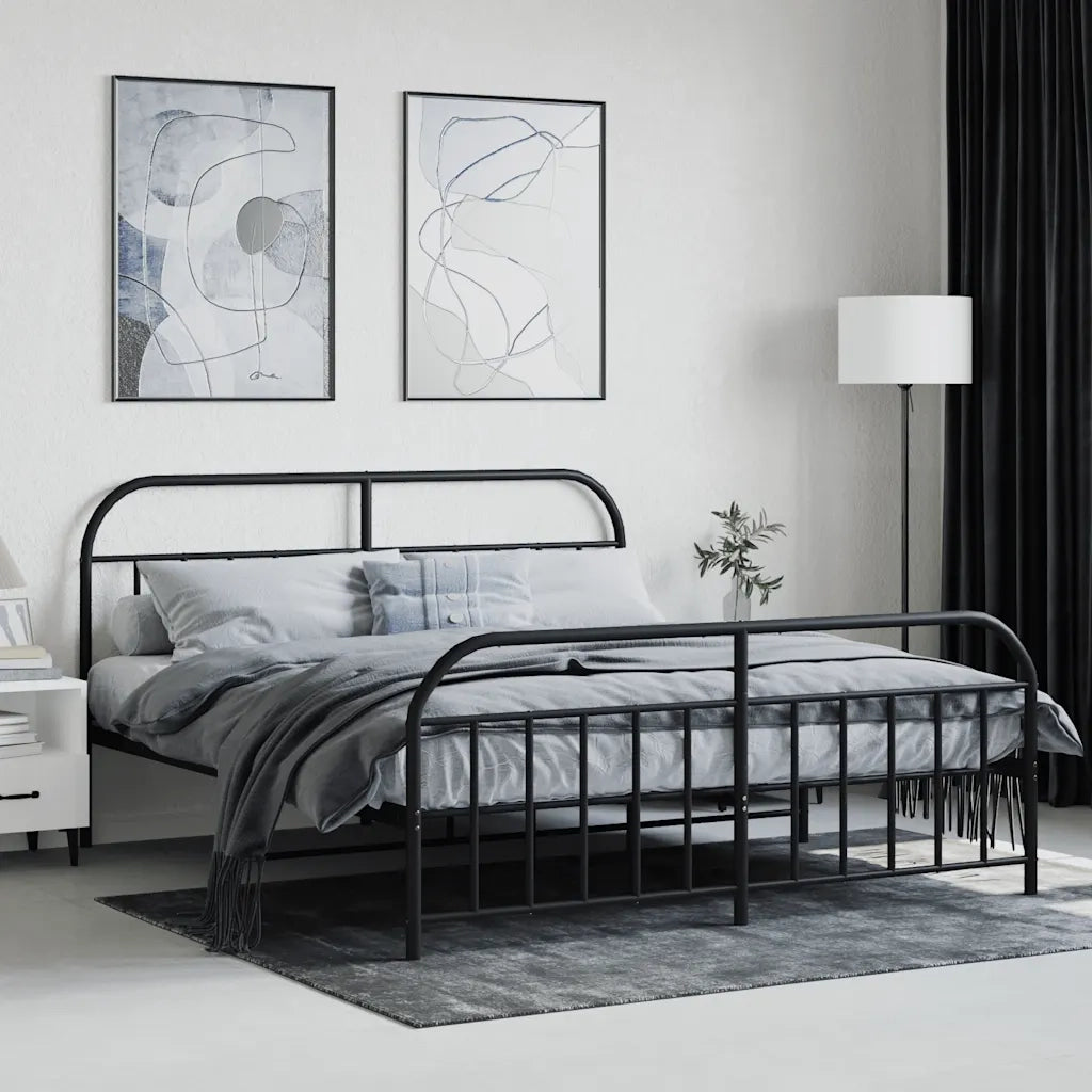 Giroletto senza Materaso con Pediera in Metallo Nero 180x200 cm 353657