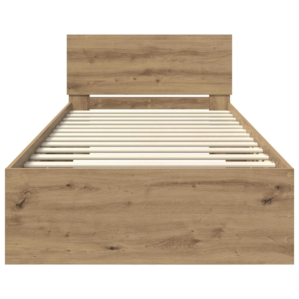 Struttura del letto con testiera Rovere artigianale 90 x 200 cm 885797