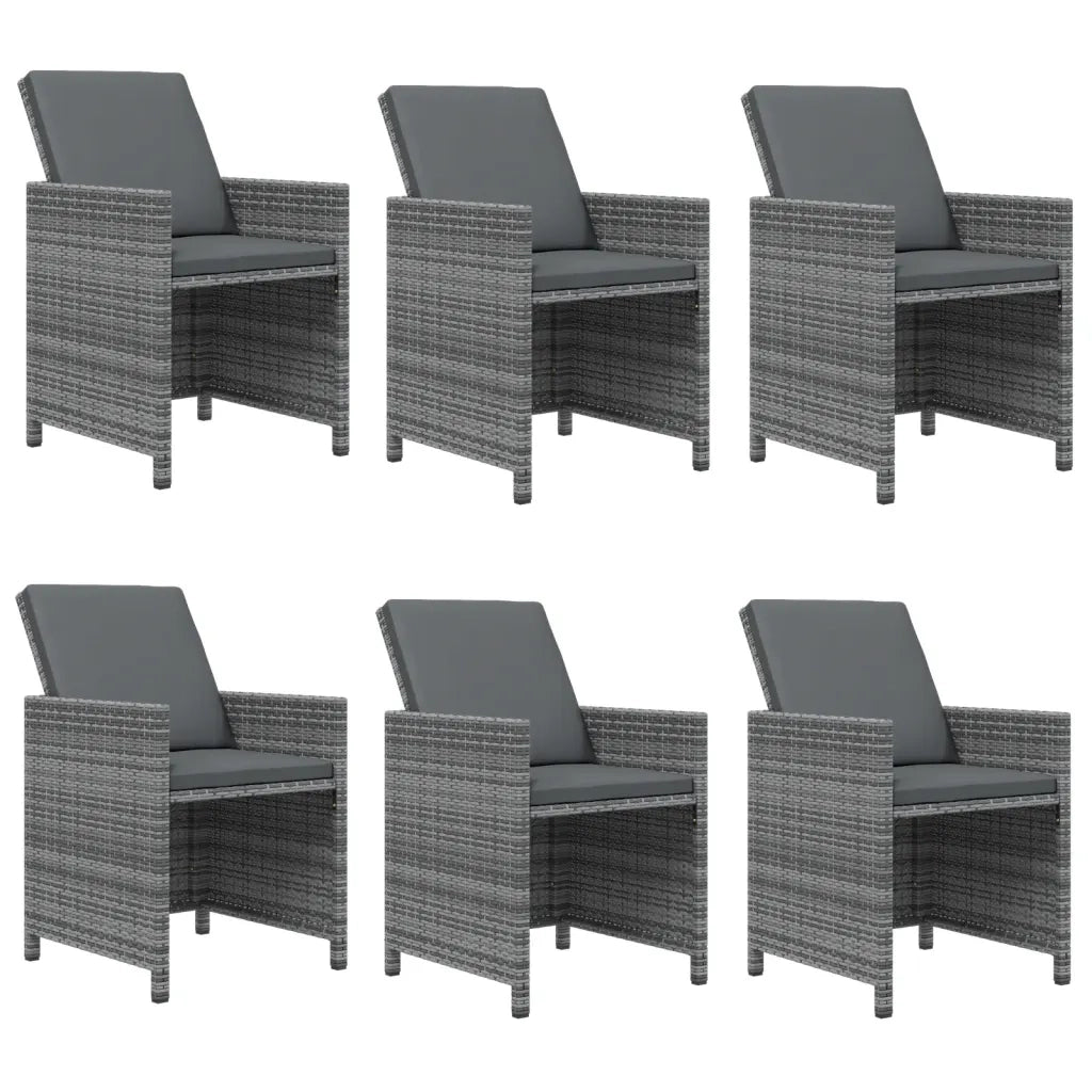 Set da Pranzo per Giardino 7pz con Cuscini in Polyrattan Grigio cod mxl 38603