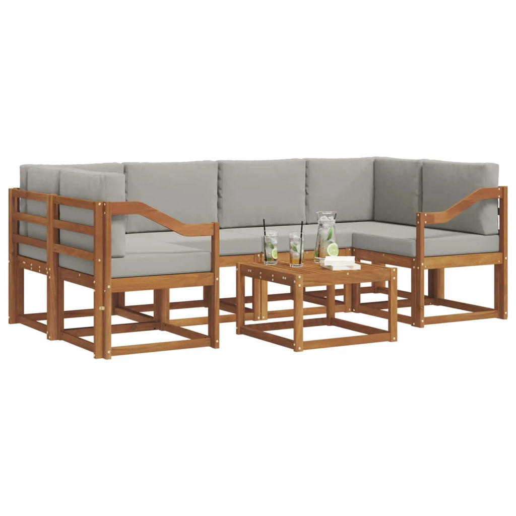 Set di divani da esterno 7 pcs Grigio Naturale e Chiaro 3366094
