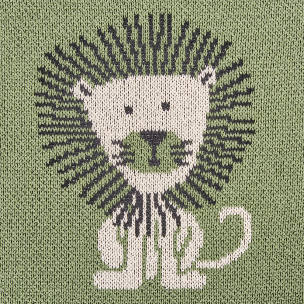 Coperta per bambini in cotone verde 130 x 180 cm Coperta per il letto Accogliente motivo leone Camera da letto Camera dei bambini Design moderno