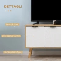 Mobile TV 46" max in Truciolato e Legno con 2 Ripiani Aperti e Armadietto, 110x39x48.8 cm