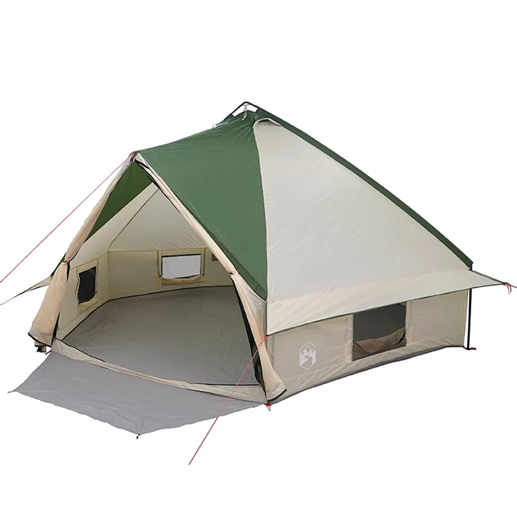 Tenda Teepee per 10 persone-Tenda da campeggio Verde e Bianco 567 x 470 x 242 cm