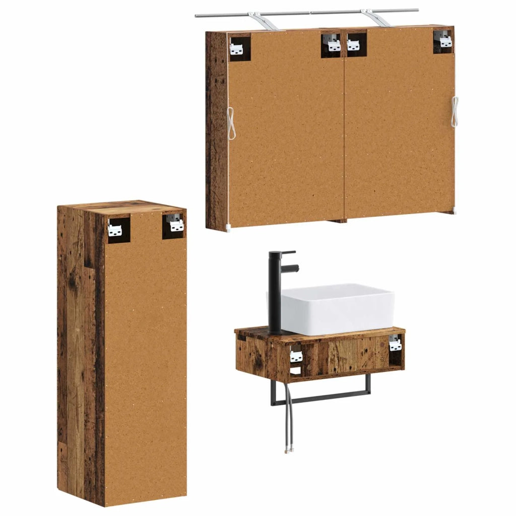 Set di Armadi da Bagno 4 pz Legno antico Legno ingegnerizzato 3407389