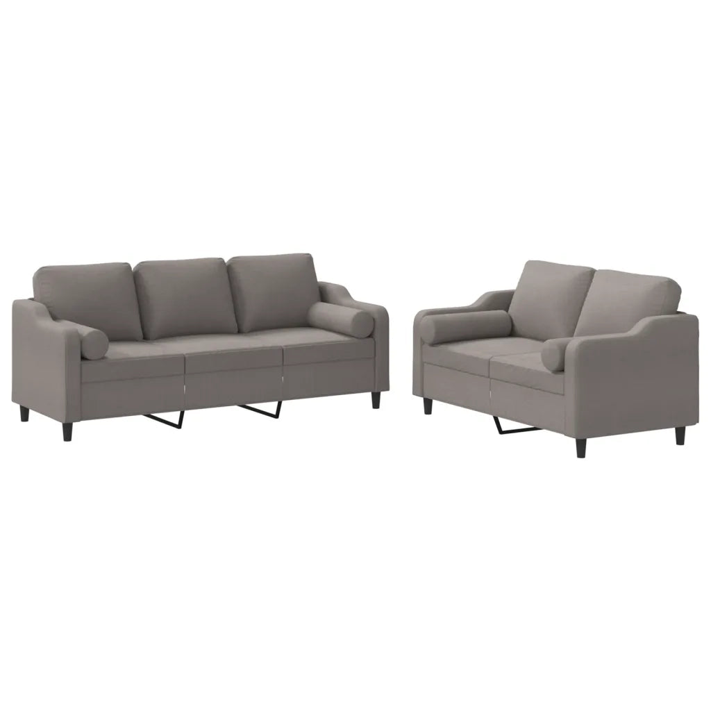 Set Divani 2 pz con Cuscini Tortora in Tessutocod mxl 82317
