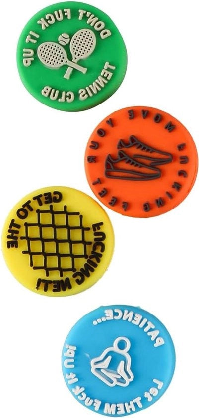 Set di Dampening per Racket da Tennis 4 pezzi con Ricordo Avversario - Impacco di Dampening in Silicone per Racket da Tennis. Carino e Efficace.