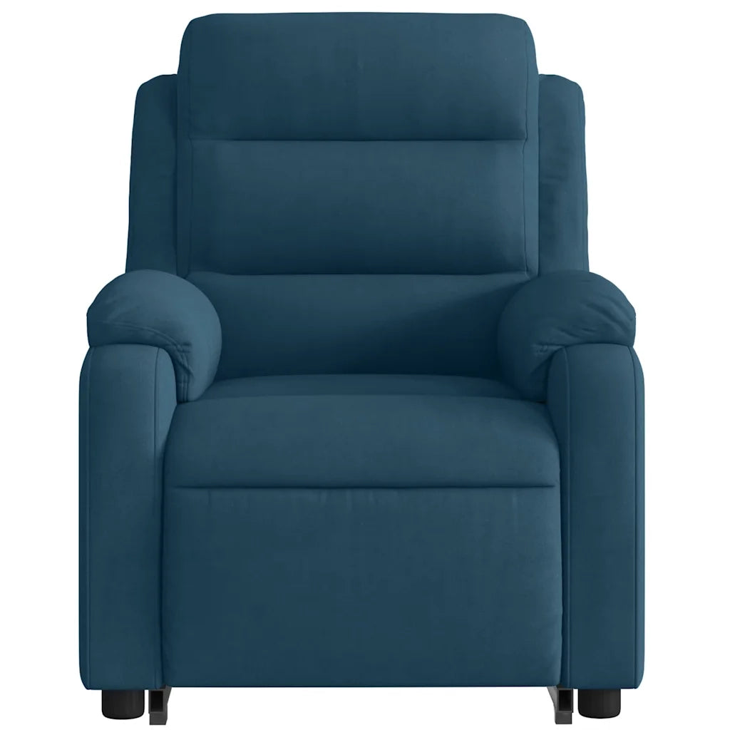 Poltrona Alzapersona Reclinabile Elettrica Blu in Velluto