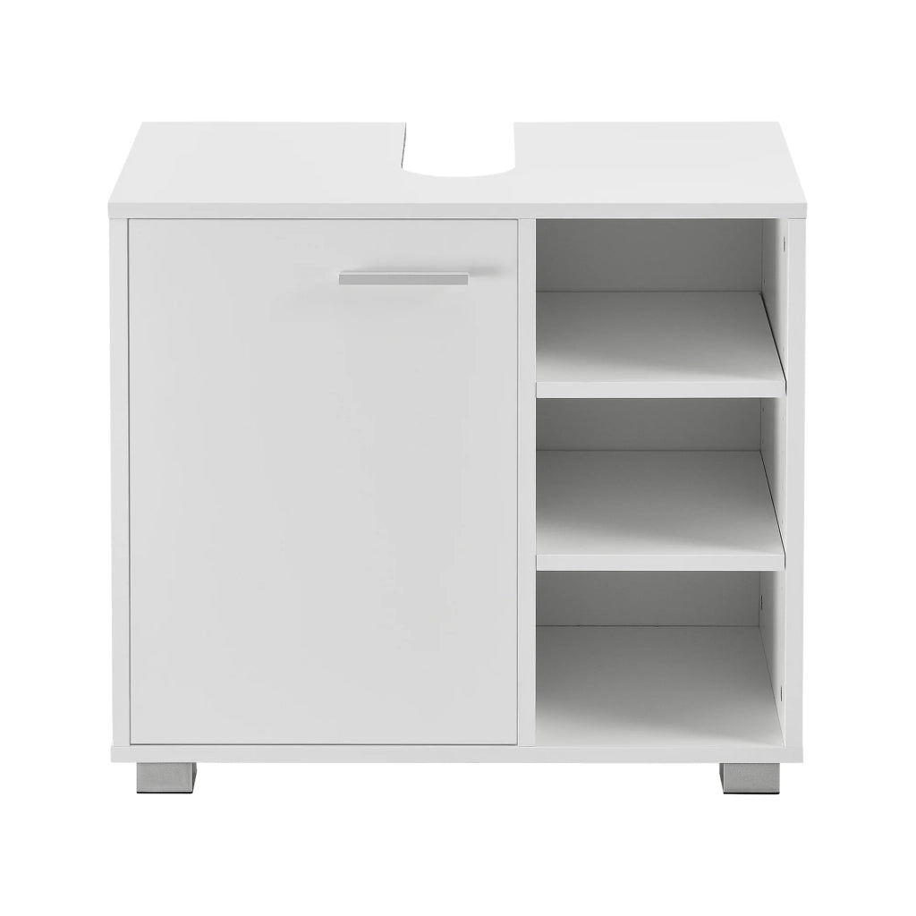 Mobiletto sottolavabo di design mobiletto portaoggetti per il bagno con 3 ripiani pannello di particelle rivestito in melaminico 56 x 60 x 31 cm bianco 03_0005856