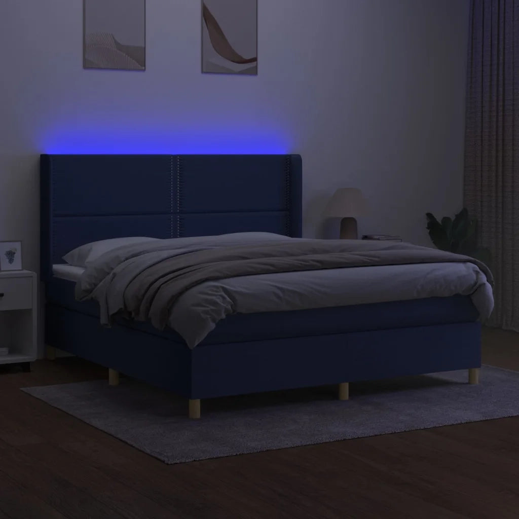 Letto a Molle con Materasso e LED Blu 180x200 cm in Tessuto 3138819