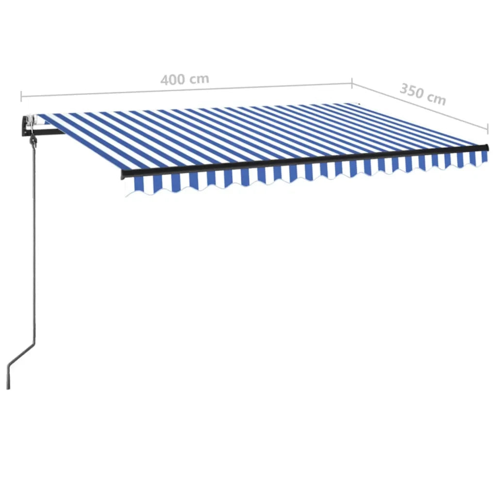 Tenda Automatica con Sensore Vento e LED 400x350 cm Blu Bianca 3069191