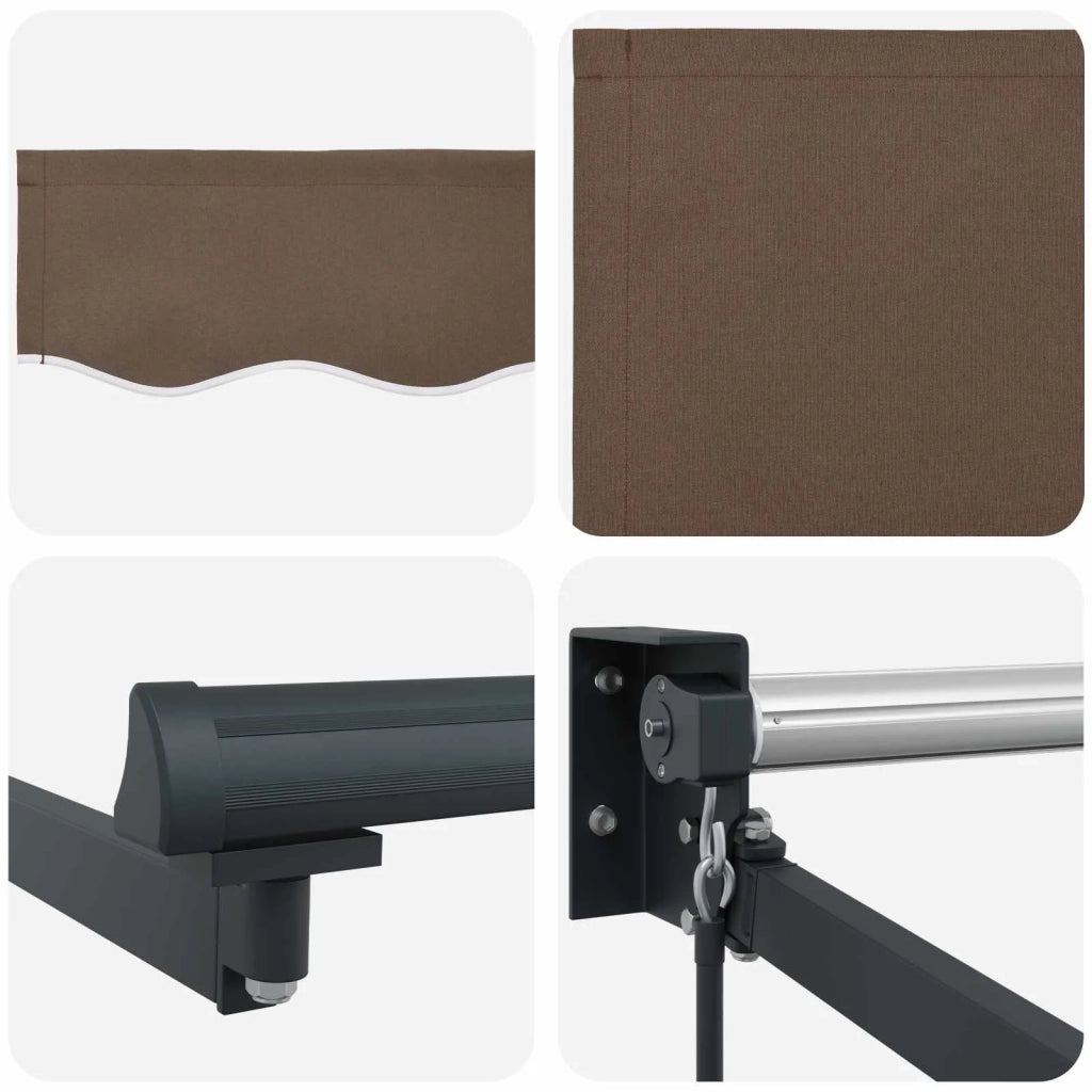 Tenda retrattile manuale con LED Tortora 3425873