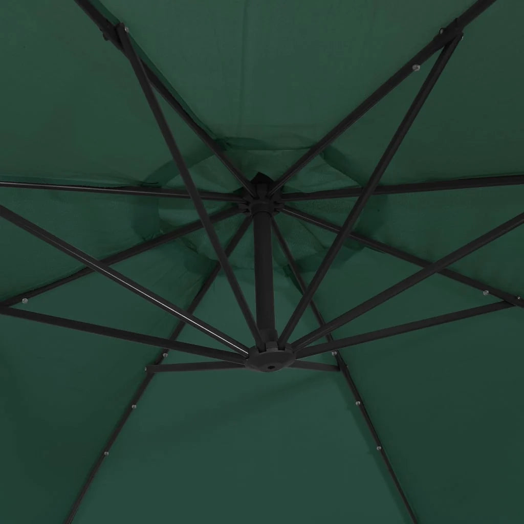 Ombrellone da giardino con base a sbalzo e palo in metallo 350 cm verde 02_0008656