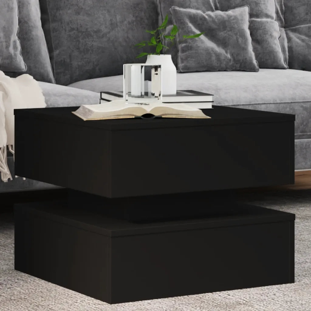 Tavolino da Salotto con Luci LED-Tavolino da soggiorno Nero 50x50x40 cm 901758