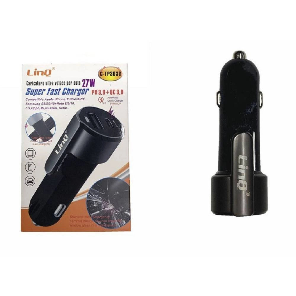 Trade Shop - Caricabatterie Adattatore Caricatore Rapido Auto Pd+qc3.0 Super Fast 27w C-tp3036 -