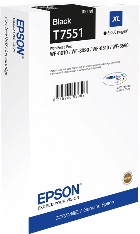 Epson C13T75514N cartuccia d'inchiostro 1 pz Originale Resa elevata (XL) Nero
