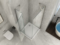 Box doccia Cristallo 8 mm due lati fisso piu' battente con maniglia - Misura: 80 x 100 x195h 