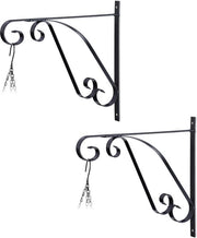 Set di aggancio per piante da parete da 2 - 28x30x2 cm - Grande appendi fiori per interni ed esterni - Acciaio nero.