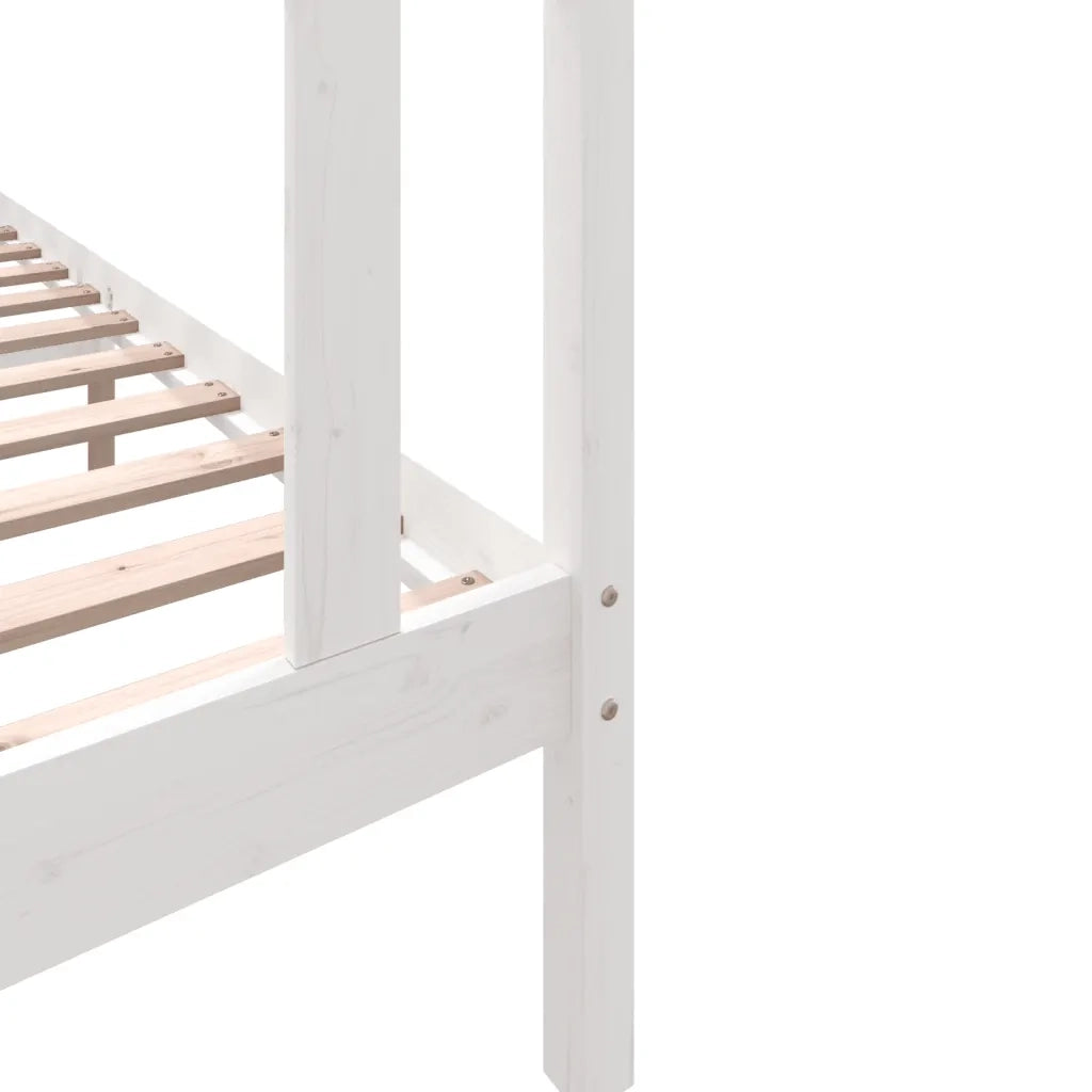 Giroletto-Struttura Letto Bianco in Legno Massello di Pino 90x190 cm Single 331776
