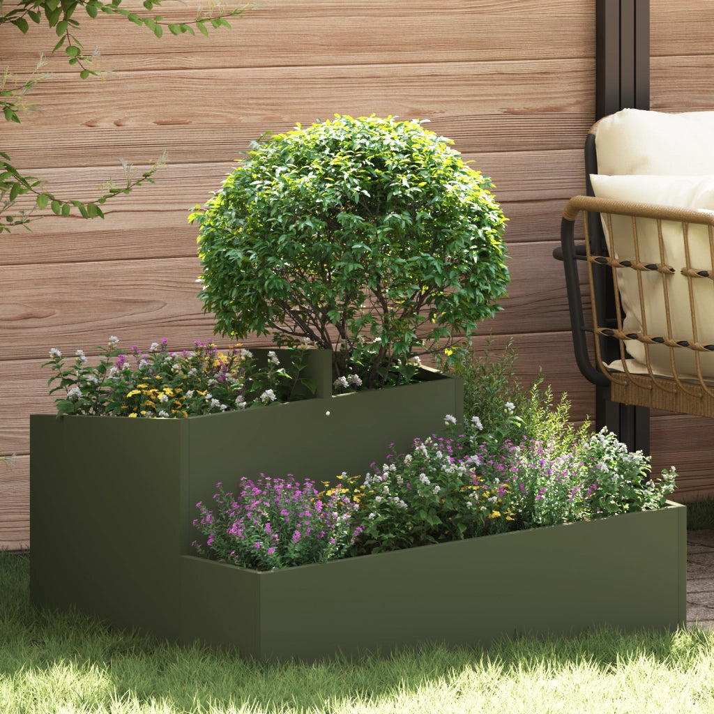 Fioriera Verde Oliva 80x80x50 cm in Acciaio laminato a freddo