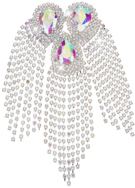 Borchie con Pizzo a Spillo - Spalline a Balze - Cordoncino Lungo - Acciaio Scintillante - Formato Compatto - Disegno Elegante