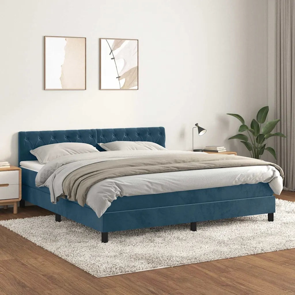 Giroletto a Molle con Materasso Blu Scuro 160x200 cm in Vellutocod mxl 99681