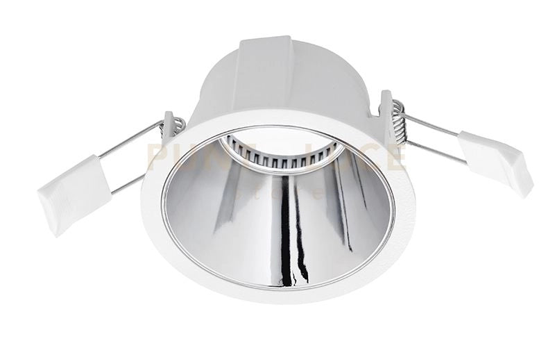 GFA621- FARETTO DA INCASSO BIANCO OPACO E CROMO 1 LUCE ATTACCO GU10 D.9CM