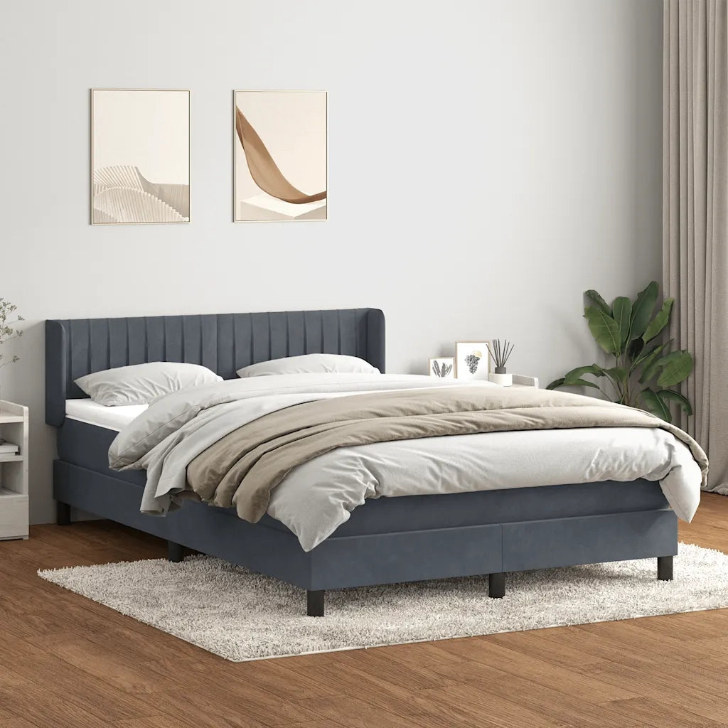 vidaXL Giroletto a Molle con Materasso Grigio Scuro 160x210 cm Velluto