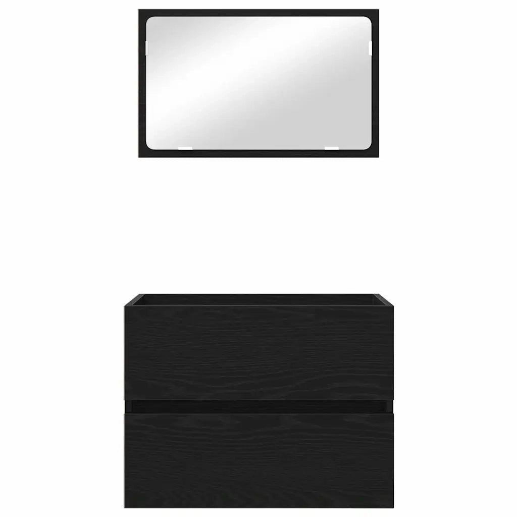 Set di mobili per il bagno con cassetto 2 pcs Rovere Nero 875434