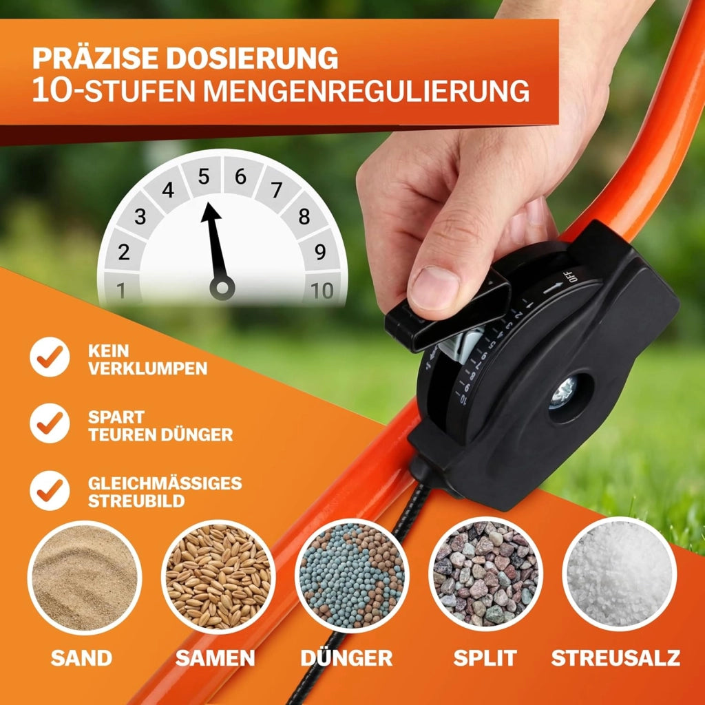 Spandiconcime 25L Sale Sabbia Semi Carrello Spargitore Spargisale Spandisemi Prato Giardino