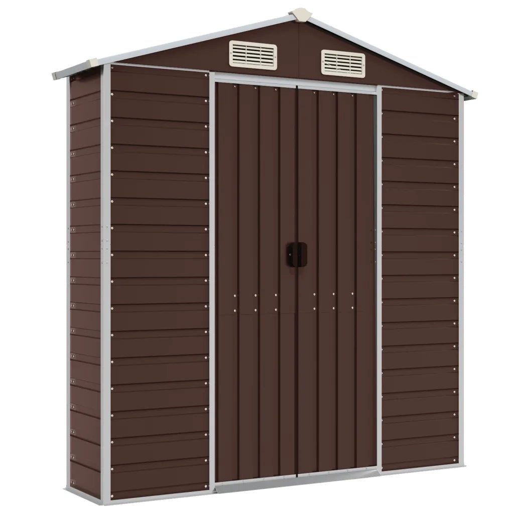 Casetta da giardino marrone 191x215x198 cm in acciaio zincato 3188265