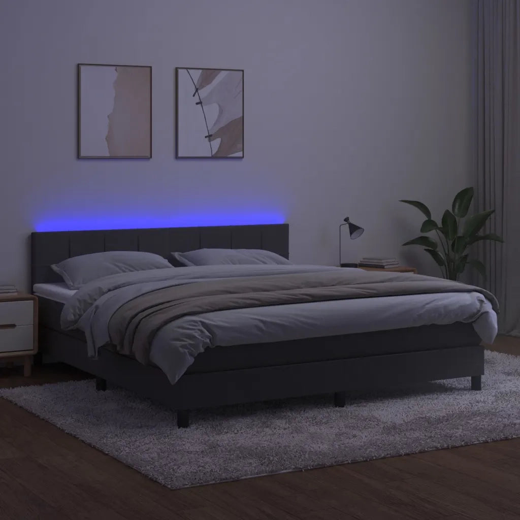 Letto a Molle con Materasso e LED Grigio Scuro 160x200 cm cod mxl 37955