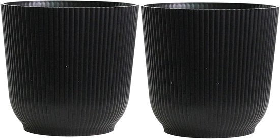 Set di 2 Vasi per Piante - Vasi in Plastica per Interno e Esterno - Design Moderno - 18 cm
