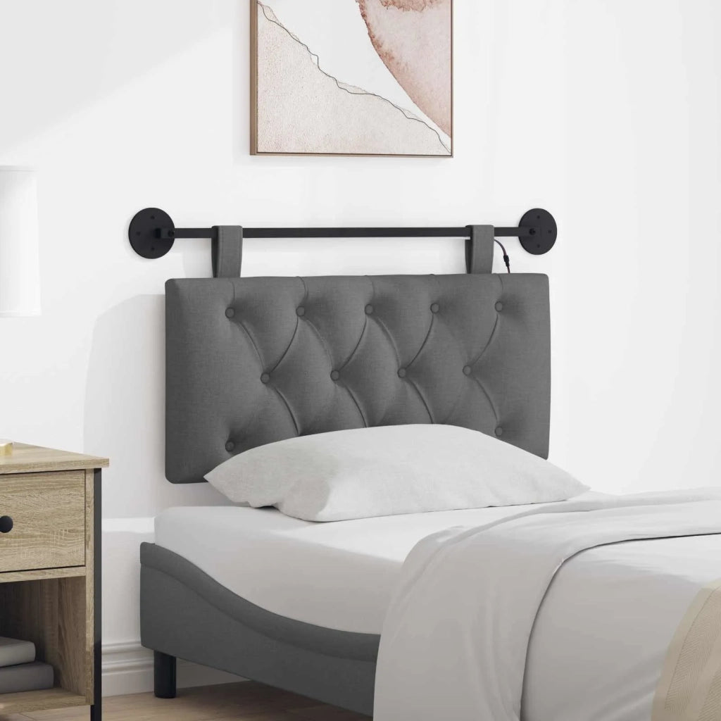 Testiera sospesa Con luce LED Grigio Scuro Tessuto