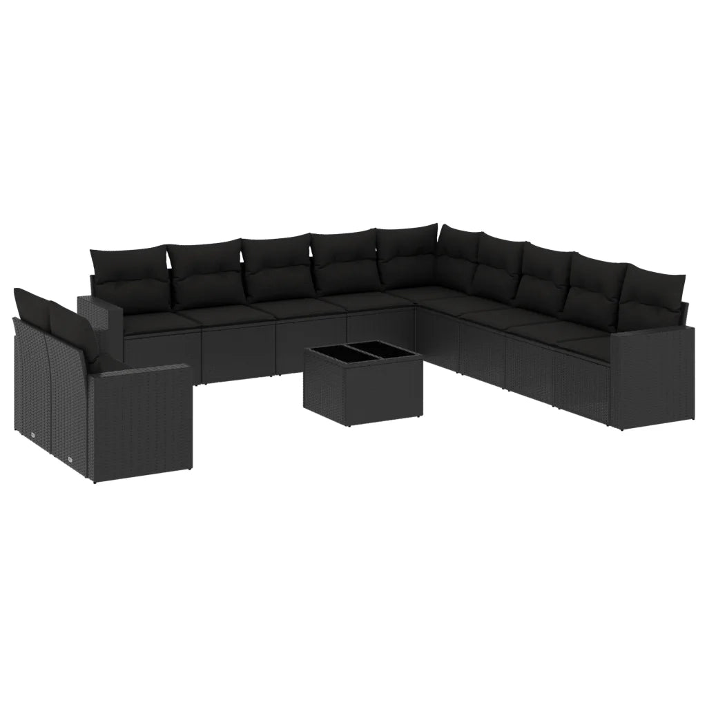Set Divani da Giardino 12 pz con Cuscini Nero in Polyrattancod mxl 111289