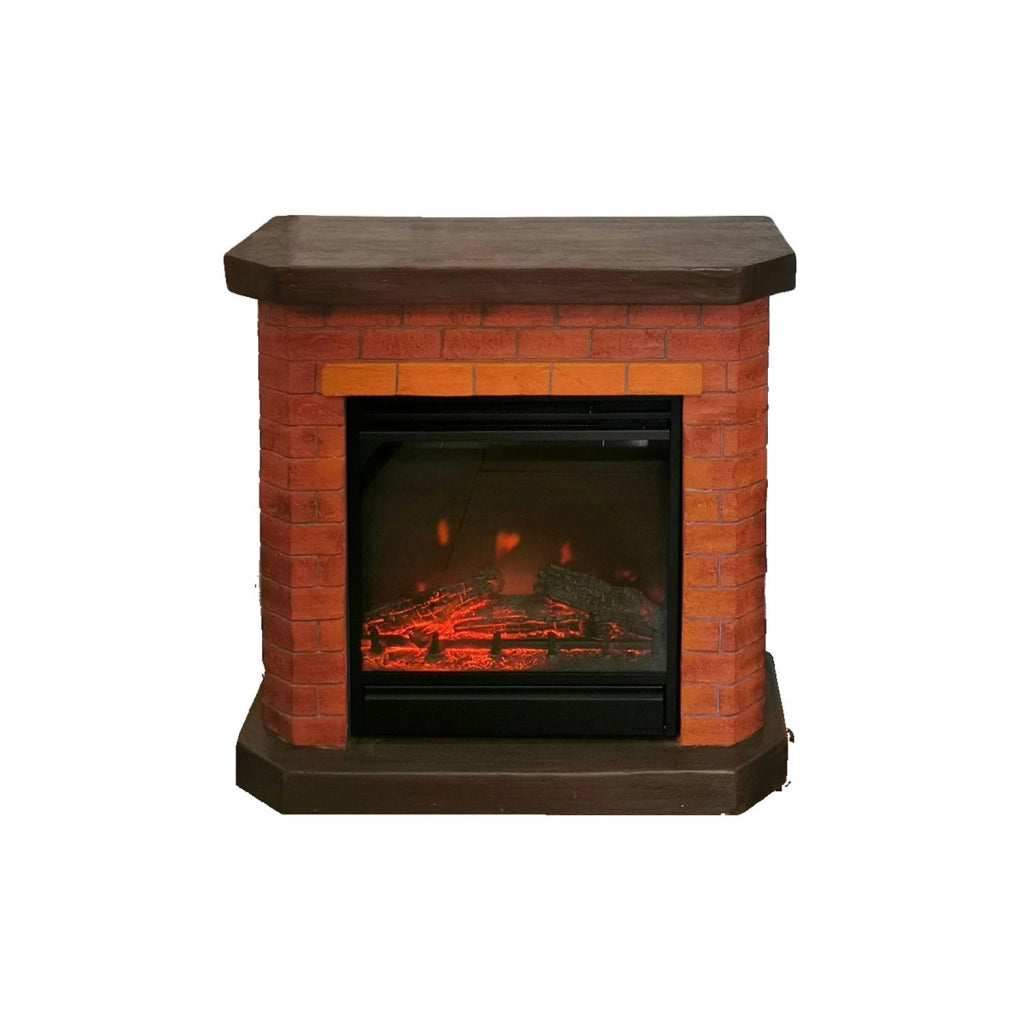 Camino Elettrico da Pavimento Brichetto Design Mattoni a Vista 900-1800W Effetto Fiamma Realistico