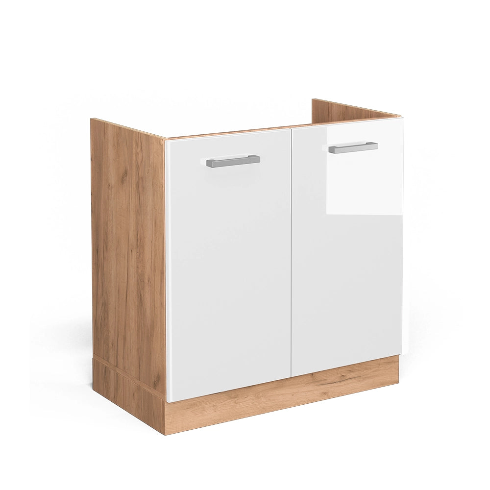 Vicco Mobile lavello cucina Bianco lucido 80 cm senza piano di lavoro