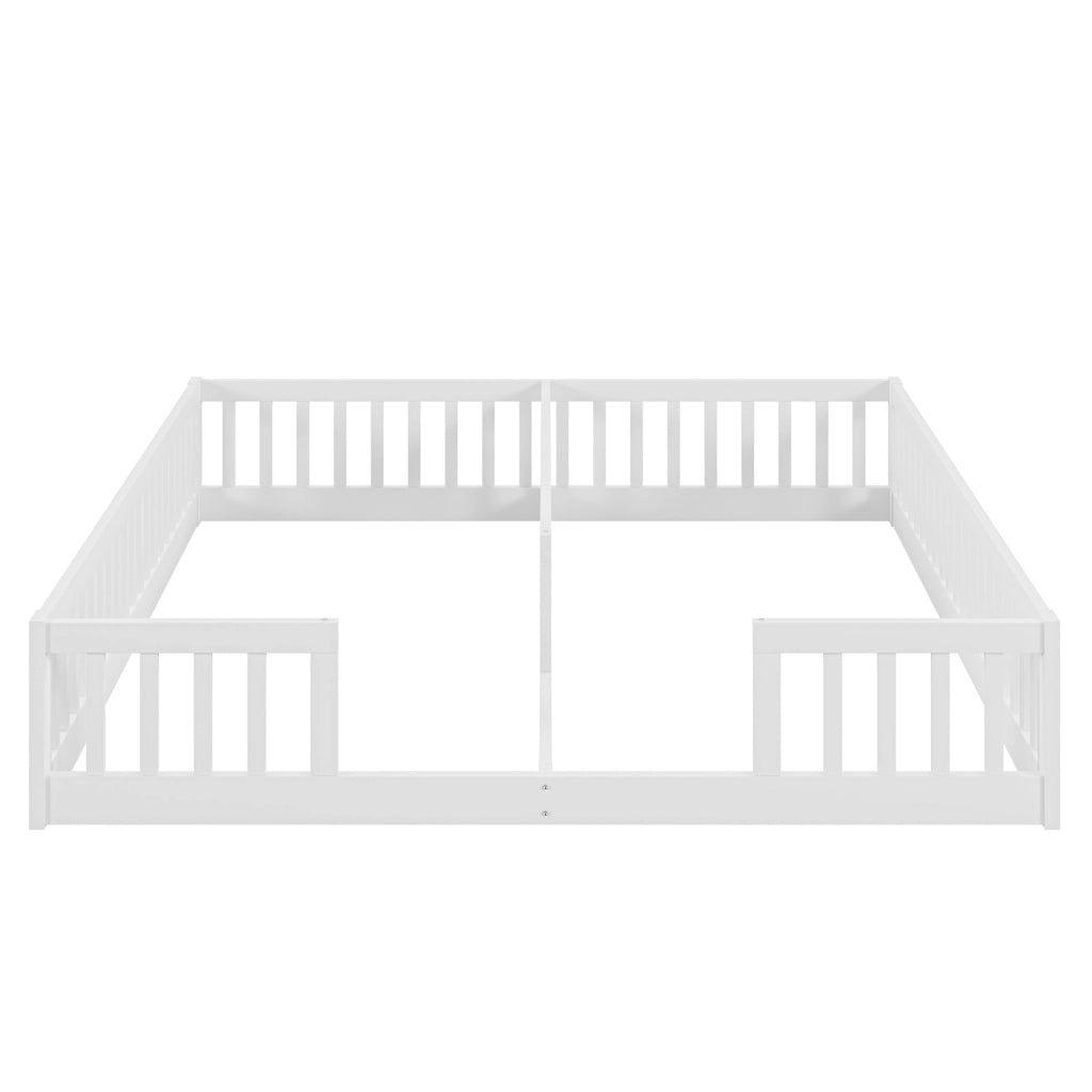 OKWISH Letto Bambini 90×200 cm, Letto Singolo con Spondine di Sicurezza, Struttura Doppia per 2 Bambini, senza Materasso, in Legno, Bianco