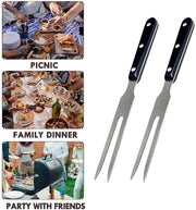 Set di 2 Forchette per Carne - Forchetta in Acciaio Inox con Manico in Legno per BBQ e Griglia