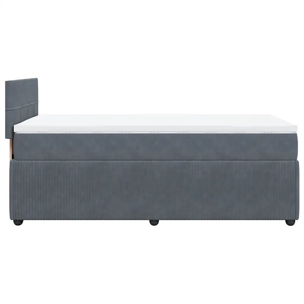 Giroletto a Molle con Materasso Grigio Scuro 90x190 cm Velluto