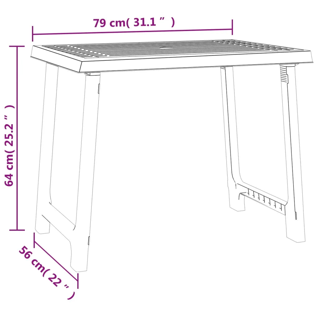 Tavolino da Giardino | Tavolo da Campeggio Bianco 79x56x64cm in PP Aspetto in Legno
