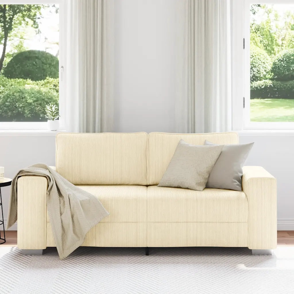 Divano Divanetto Crema 180x77x82 cm Tessuto di Velluto a Coste 4105202